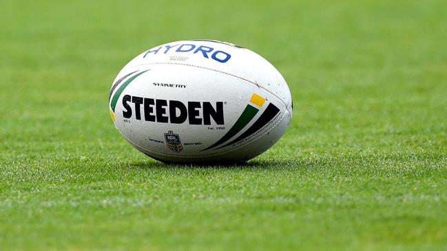 Steeden rugby league ball on ground during Wests Tigers training at Concord Oval,Concord . Picture : Gregg Porteous