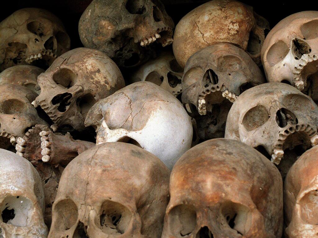 Human skulls found in Cambodian Killing Fields during Pol Pot years.