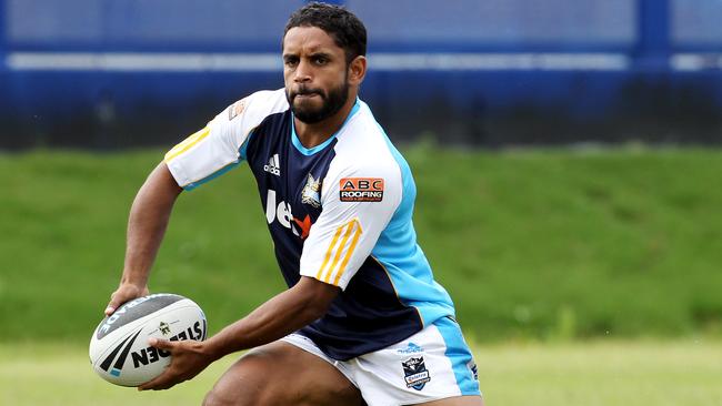 Preston Campbell in action at Titans training in 2010. Pics Adam Head