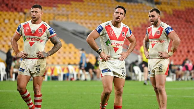 The Dragons finished the match with a costly 46 missed tackles. Picture: Handout/NRL Photos via Getty Images