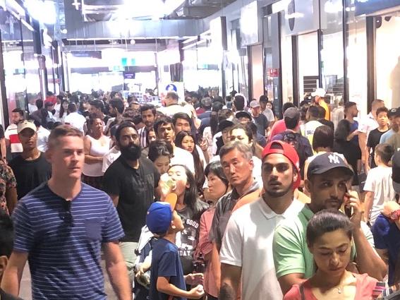 Big crowds at DFO on Brisbane's northside. Picture: AAP/Steve Pohlner