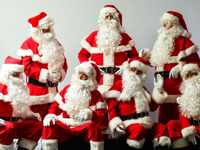 SantaÃ¢â¬â¢s (standing) Adam Ninnis, Tremayne Bevan and Douglas Gruber, (sitting) Mark Settimio, Tony Carpenter, David Cronin and Michael Carson.SantaÃ¢â¬â¢s prepare for the Christmas rush in Adelaide.