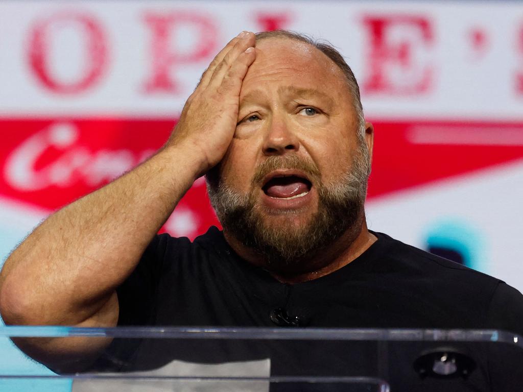 Alex Jones was sued by Sandy Hook Elementary School shooting victims’ families. Picture: AFP