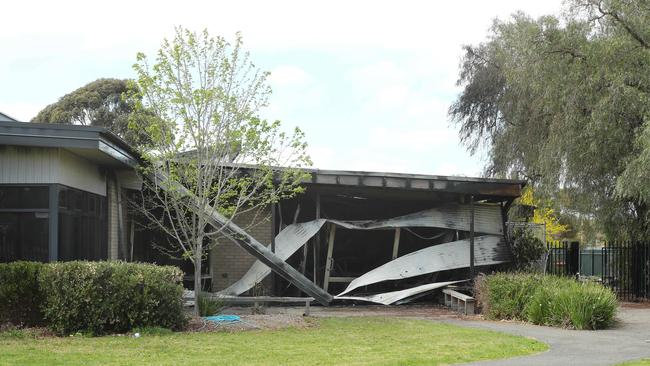 Northern Bay College Hendy campus was significantly damaged by fire overnight. Picture: Alison Wynd