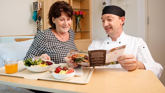 Patient Marian Zub with executive chef Brian Fossey at Flinders Private Hospital.