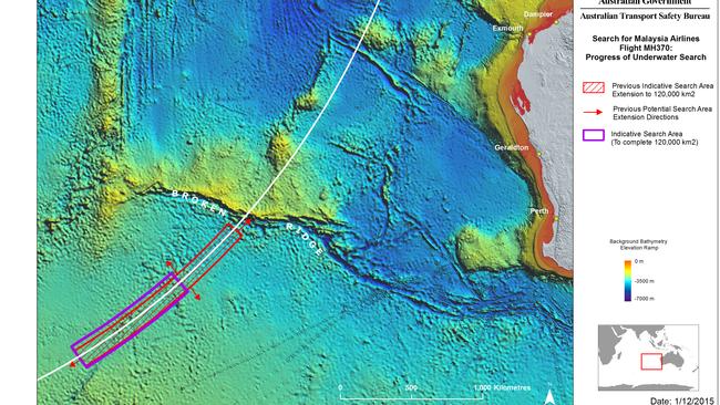 MH370 revised search area following Bayseian analysis