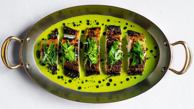 Roasted coral trout from the exceptional Sydney CBD fine diner Eleven Barrack. Picture: Supplied