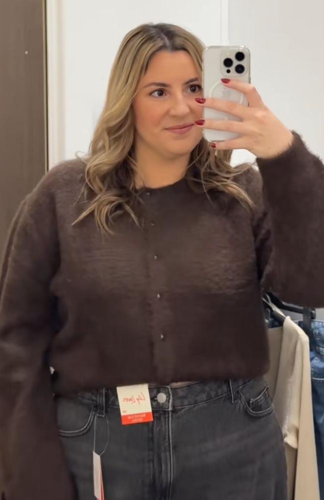 This $40 Target cardigan is flying off shelves. Picture: TikTok/lilhargreaves