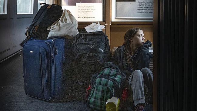 After tweeting this photo, Greta Thunberg was forced to back down and explain she had been sitting on the floor for only part of the journey.