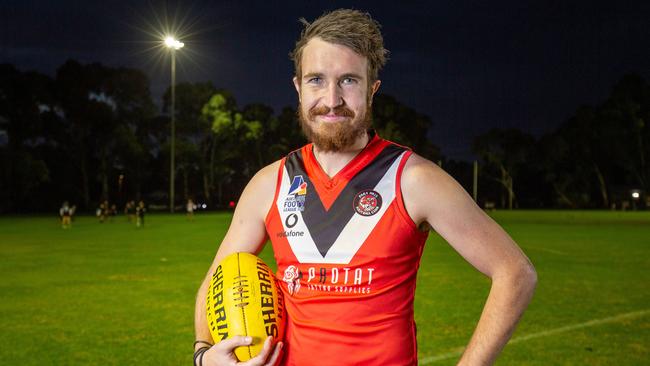 Daniel Weetra at the Para Hills Football Club. Picture: Ben Clark