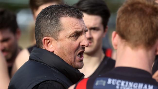 Eltham coach Paul King is leading the flag favourite in Division 2 of the Northern Football League. Picture: Stuart Milligan.