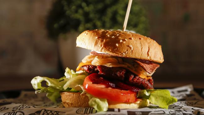 A fake-meat burger. If it looks like meat, and tastes like meat, but isn’t from an animal, is it still meat? Picture: Valeriu Campan