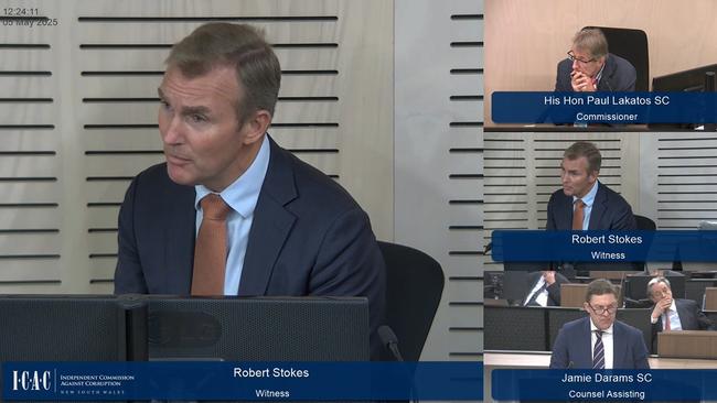 Former Coalition minister Rob Stokes testifying at the Independent Commission Against Corruption (ICAC). Picture: Independent Commission Against Corruption