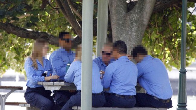 Gold Coast City Council workers flouting social distancing rules at Budds Beach during a lockdown. They will now need to be vaccinated.