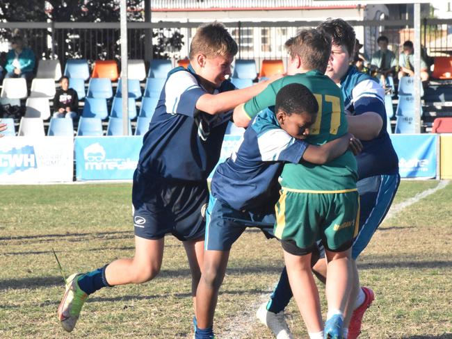 Rockhampton District Secondary Schools Rugby League grand finals, Year 7C, St Brendan’s College versus Heights College, Browne Park, September 7, 2022.