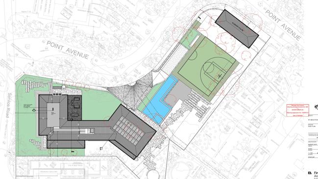 The planning application for the property includes a half-sized basketball court and rooftop deck.