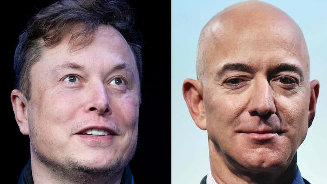 SpaceX founder Elon Musk, left, and Blue Origin founder Jeff Bezos. The tech titans' space firms have exchanged barbs this year over their rival satellite internet projects being evaluated by US regulators. Pictures: AFP