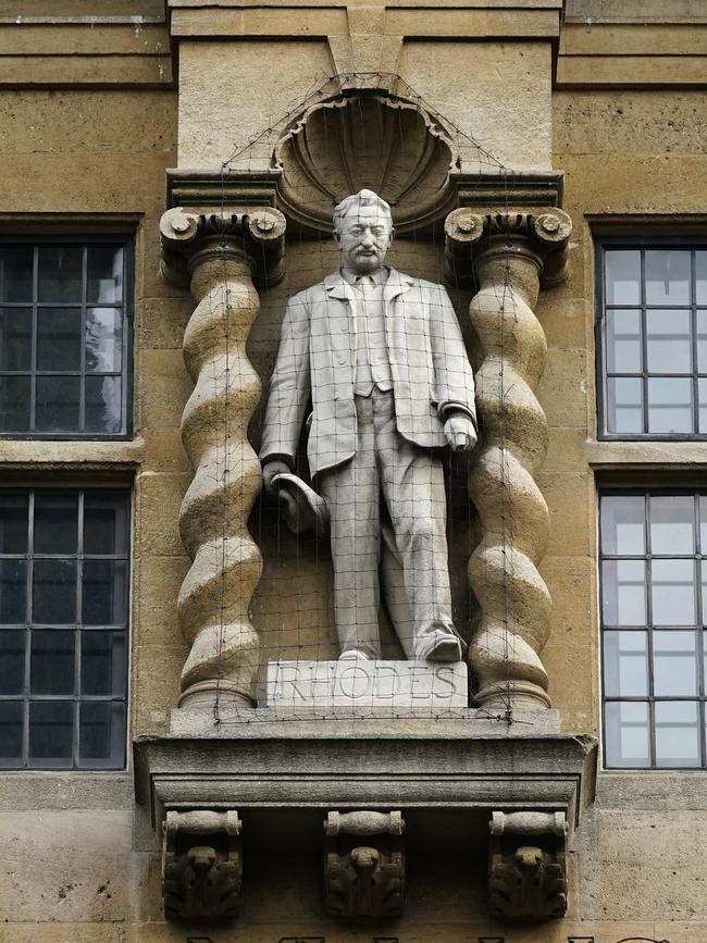 The Cecil John Rhodes statue at the University of Oxford’s Oriel College. Picture: Getty Images