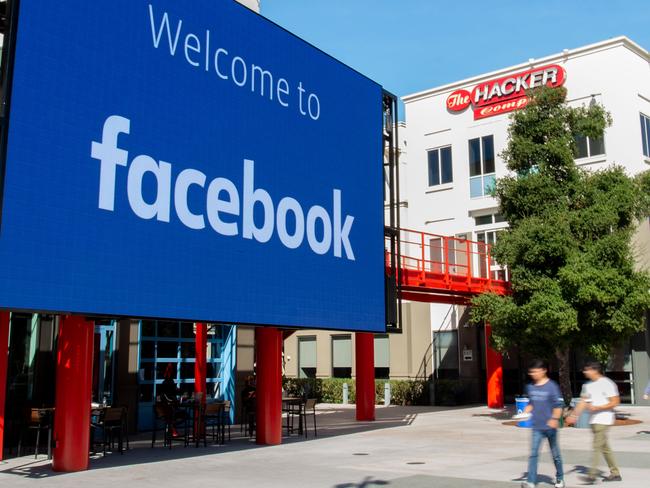 Facebook's corporate headquarters campus in Menlo Park, California. Picture: AFP