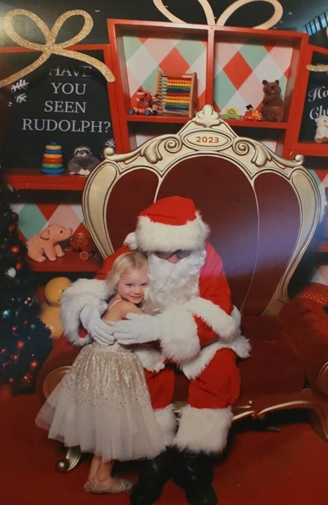 Charlotte Hartmann with Santa: Centro 2023 - Gympie. Sent in by Amellia Valamae Una Hartmann.