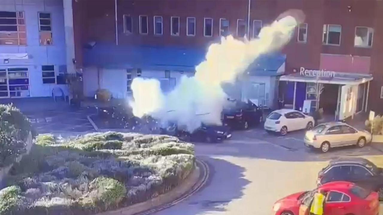 CCTV shows a taxi explode outside Liverpool Women’s Hospital seconds after a suicide bomber detonates his ‘homemade device’.