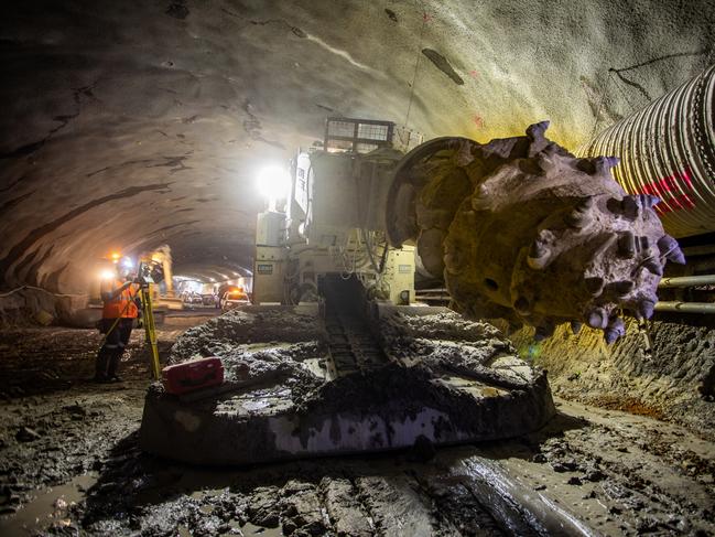 Inside construction of the M4-M5 Link tunnels in Sydney's inner west. Picture: WestConnex