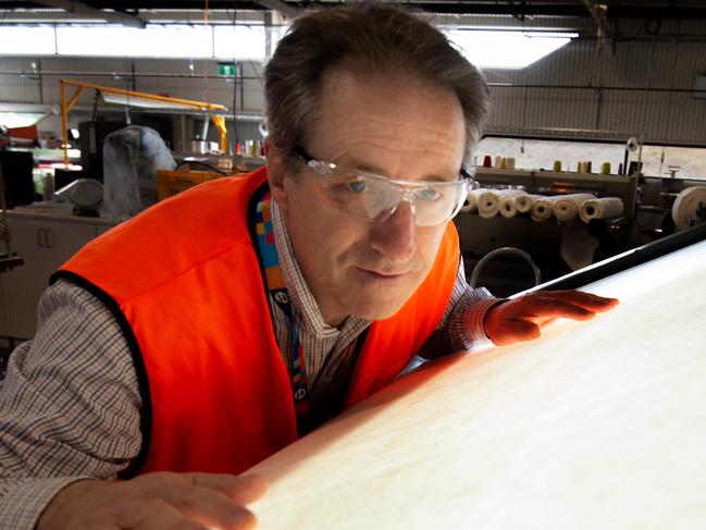 The CSIRO are working on various fibre materials like wool and a man made fibre sourced from a local company which have good filtration properties so we can be less reliant on overseas suppliers and manufacturer our own masks and personal protection equipment. Team leader of the research group Dr Shaun Smith with some of the wool/fibres they are testing. Picture: Tony Gough