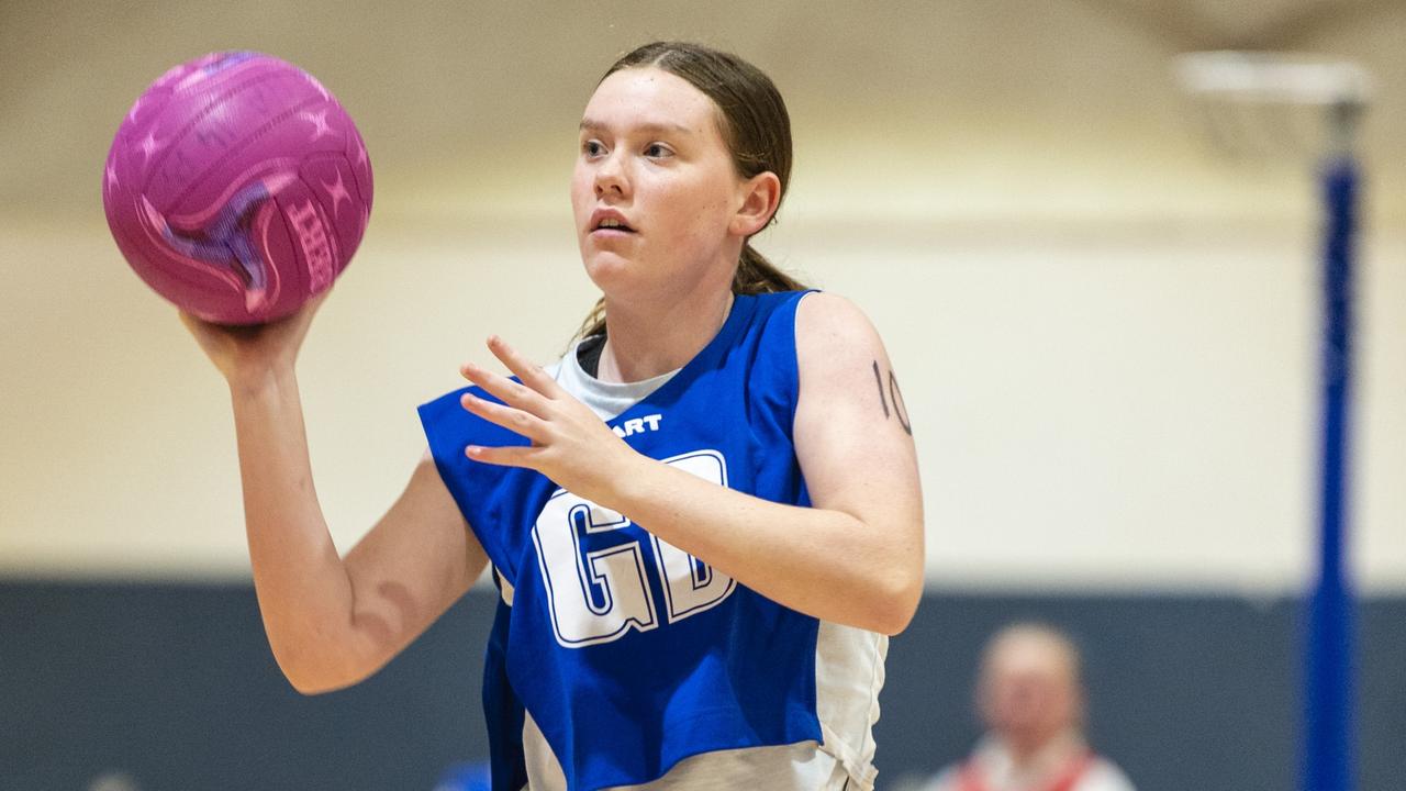 Madison Burchardt during Toowoomba Netball Association junior representative trials at Clive Berghofer Arena, St Mary's College, Sunday, October 23, 2022. Picture: Kevin Farmer