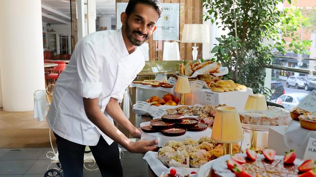 Franca Brasserie’s pastry chef Travin Da Hoedt with some of his creations. Picture: Jenifer Jagielski