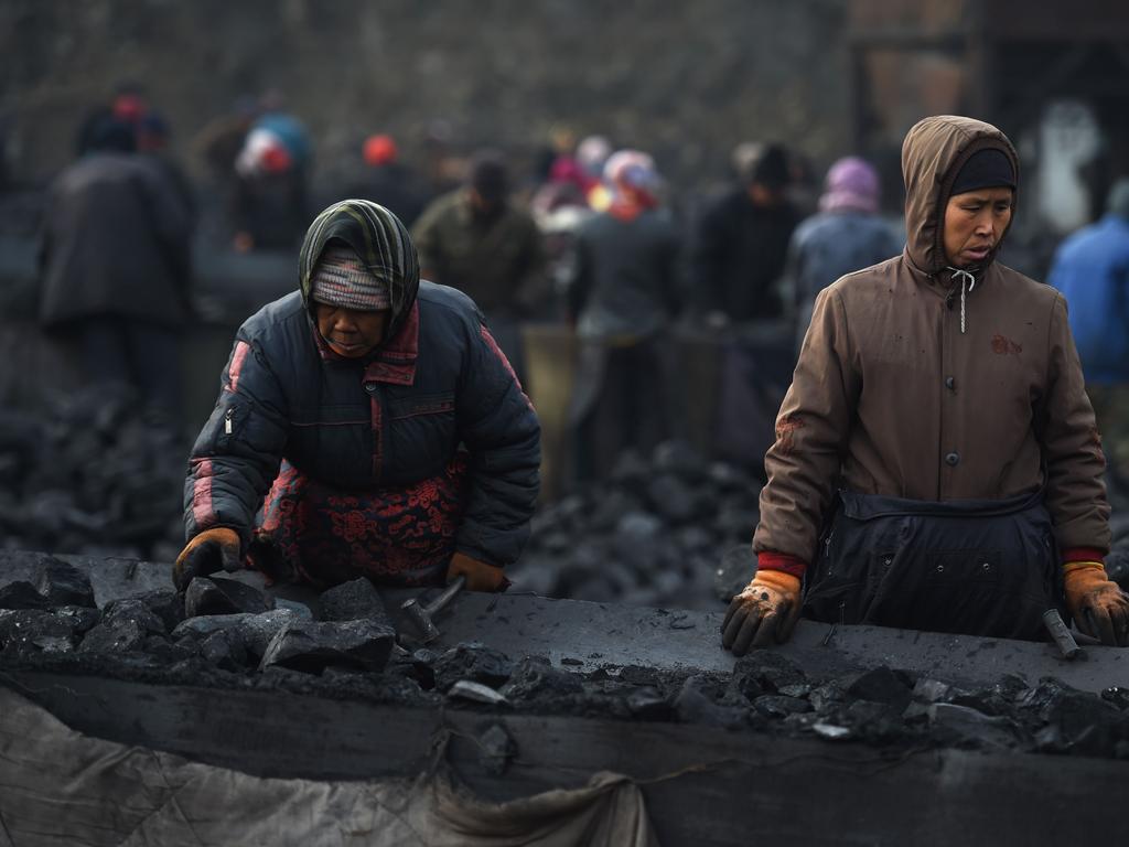 Workers at a coal mine at Datong in China's northern Shanxi province. Picture: Greg Baker/AFP