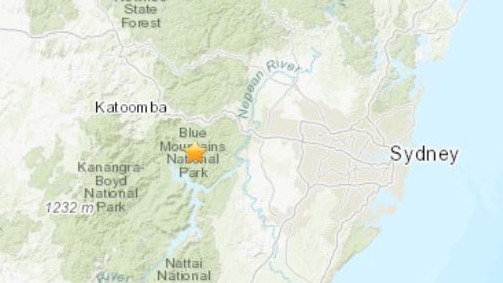 The epicentre of the earthquake is located in the Blue Mountains. Picture: United States Geological Survey