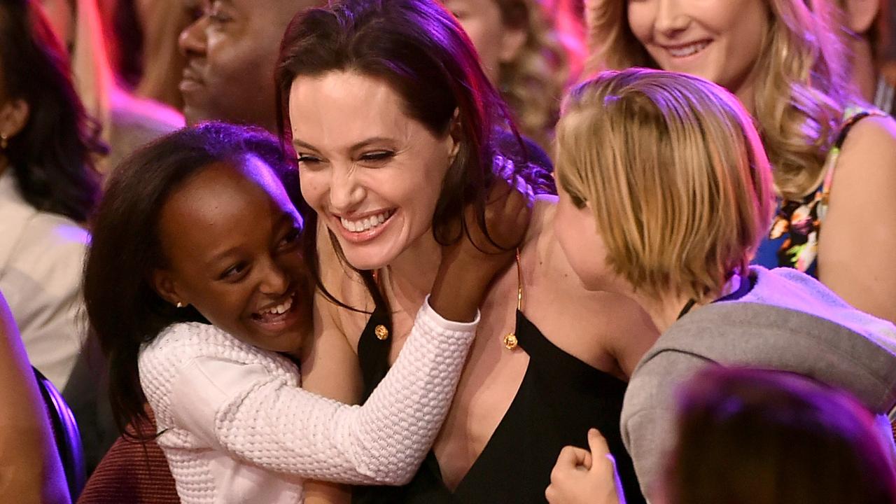 Zahara hugs Jolie at the Nickelodeon Annual Kids' Choice Awards in 2015. (Photo by Kevin Winter/Getty Images)