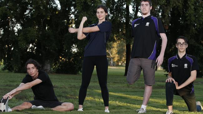 Johnny Power and Eryn Turner from PCYC Zillmere will compete against PCYC Sandgate youth team members Daniel Jaques and Jordan Del-Bo at PCYC embRACE. Picture: AAP/Regi Varghese