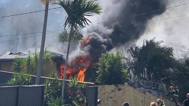 Fire raging out of the house. Picture: Adam Guiver