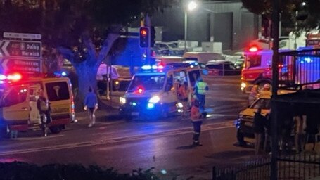 Two-vehicle crash on corner of James and Hume Streets in South Toowoomba.