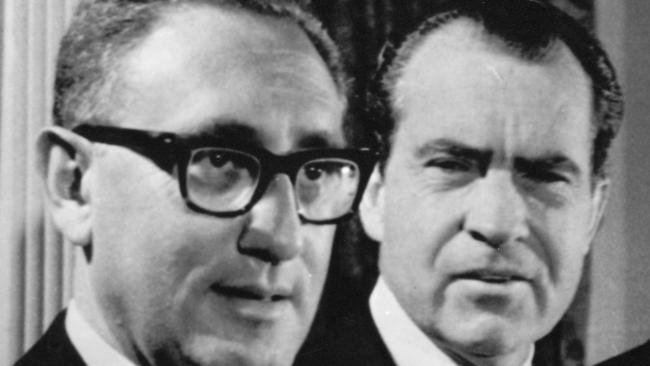 National security adviser Henry Kissinger with president Richard Nixon circa 1970.