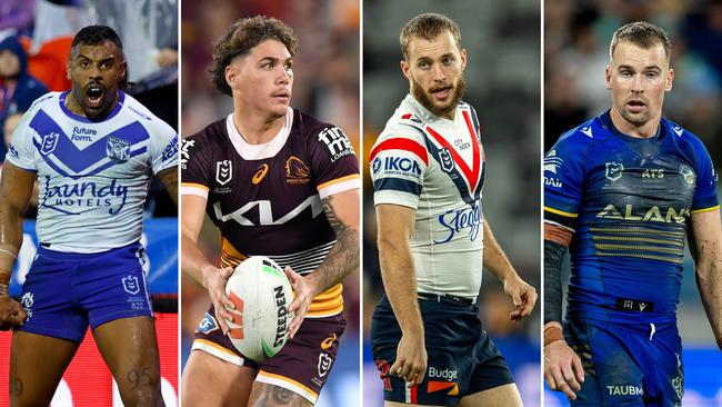 Leading expansion club targets: (L-R) Josh Addo-Carr (Bulldogs), Reece Walsh (Broncos), Sam Walker (Roosters) and Clint Gutherson (Eels).