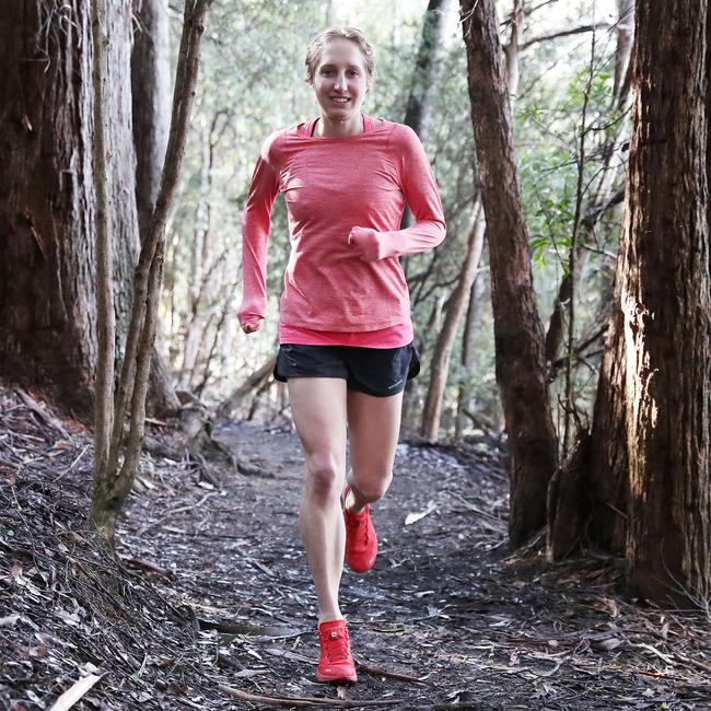 Trail runner Hanny Allston at Fern Tree. Picture: NIKKI DAVIS-JONES
