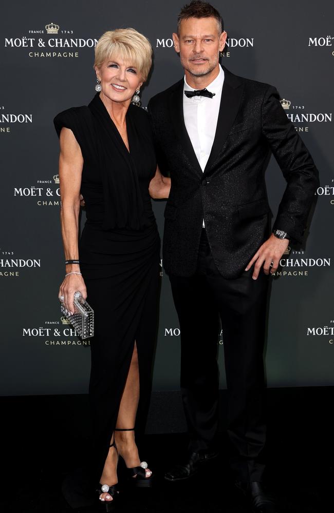 Julie Bishop and Luke Hepworth attend the Moët &amp; Chandon ‘Effervescence’ party Sydney Harbour. Picture: Brendon Thorne/Getty Images