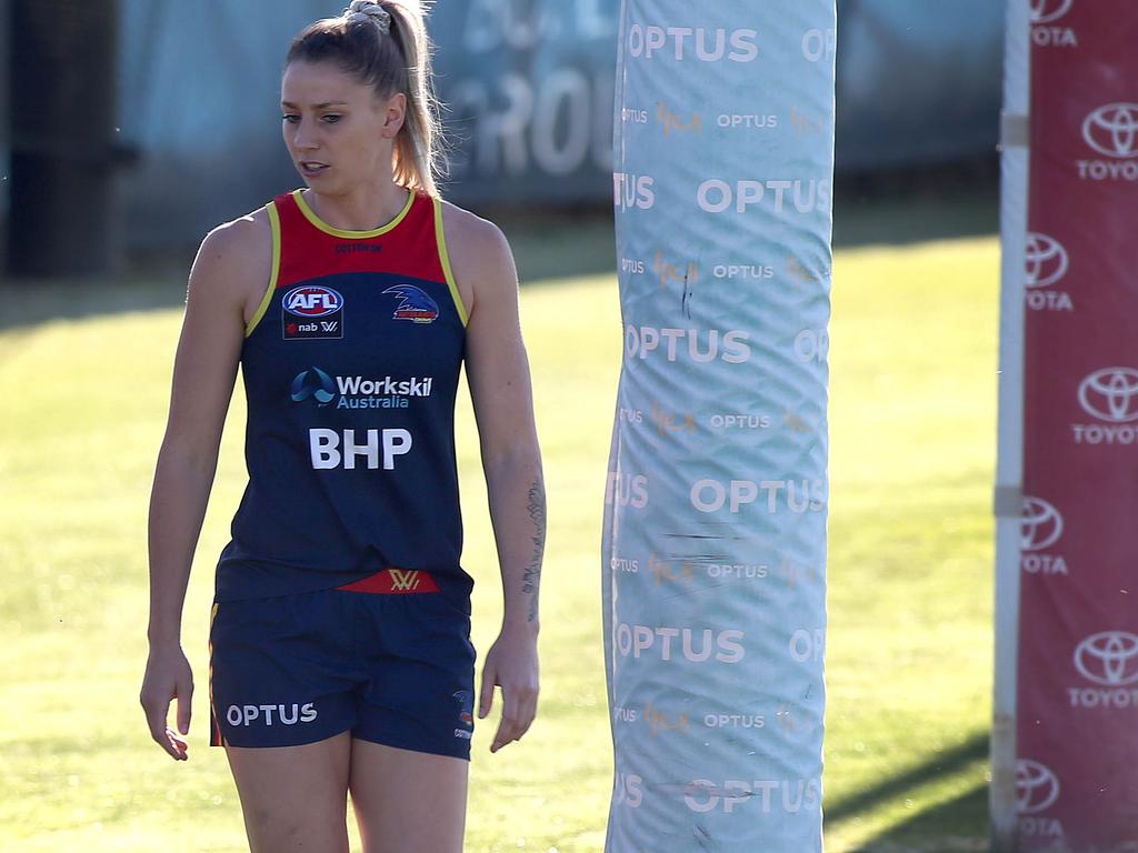 Crows AFLW senior coach Matthew Clarke said Varnhagen was in the process of gathering information about the vaccine. Picture: Dean Martin