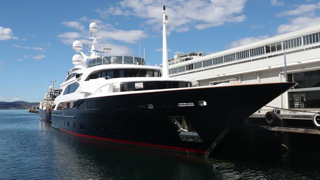 Clive Palmer's yacht ‘Australia’ docked in Hobart. Picture: Nikki Davis-Jones