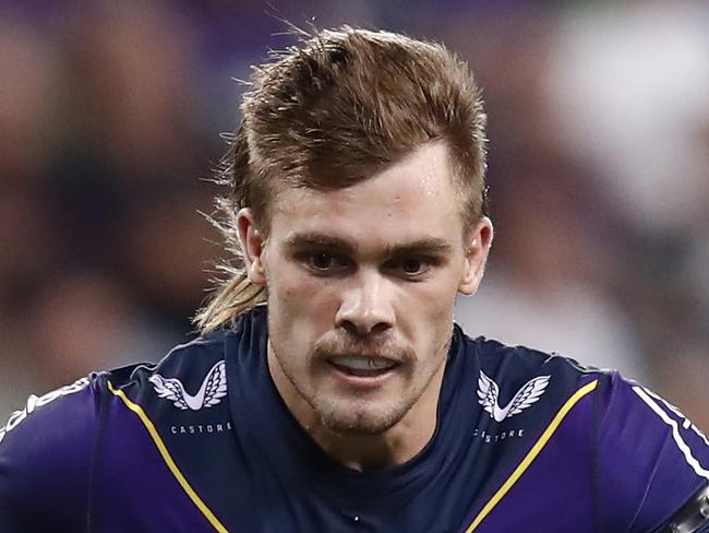 MELBOURNE, AUSTRALIA - APRIL 02: Ryan Papenhuyzen of the Storm runs with the ball  during the round four NRL match between the Melbourne Storm and the Brisbane Broncos at AAMI Park, on April 02, 2021, in Melbourne, Australia. (Photo by Darrian Traynor/Getty Images)