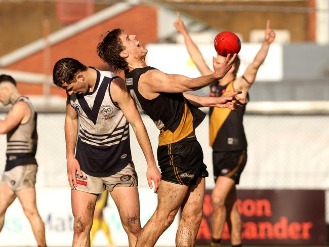 Northern League Grand Final: Heidelberg v Bundoora: Tom Schnerring of Heidelberg celebrates on the final siren on Saturday September 17th, 2022, in Preston, Victoria, Australia.Photo: Hamish Blair