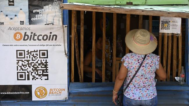 A woman buys in a store that accepts bitcoins in El Zonte, in El Salvador. Picture: AFP