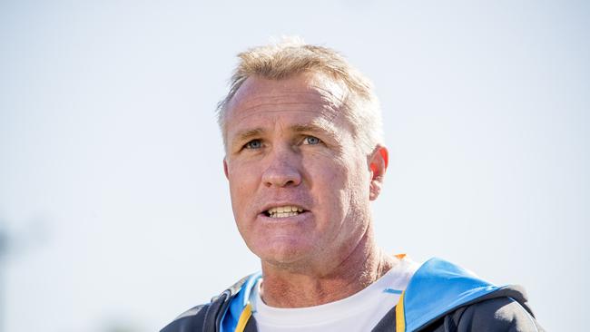 Titans coach Garth Brennan talking to the media. Picture: Jerad Williams