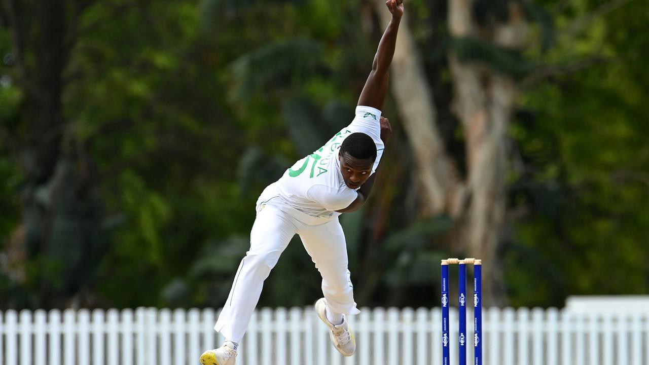 Kagiso Rabada bowling in the tour match against Australia A. Picture: Albert Perez/Getty Images