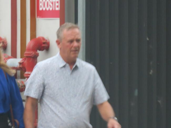 Wilson arriving at Wyong Local Court where he was convicted and fined for flashing his penis at a female neighbour. Picture: NewsLocal