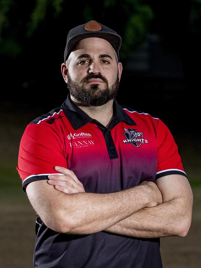 Griffith University-College Knights team of the decade reunion photo. Kerrod Martorella. Picture: Jerad Williams