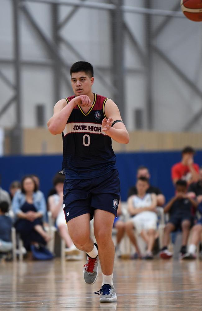 CBSQ Open Boys grand final MVP from Brisbane State High, Mason Amos. Picture: Highflyer Images/Basketball Qld