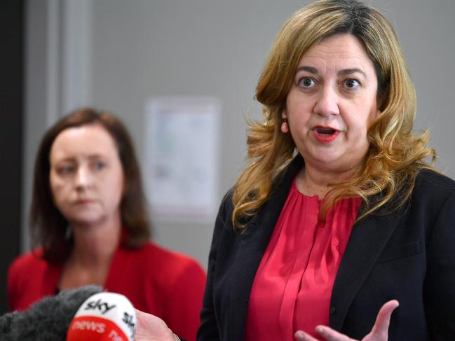 Health Minister Yvette D'Ath and Premier Annastacia Palaszczuk hold a press conference at Eagle Farm.Monday June 6, 2022. Picture, John Gass